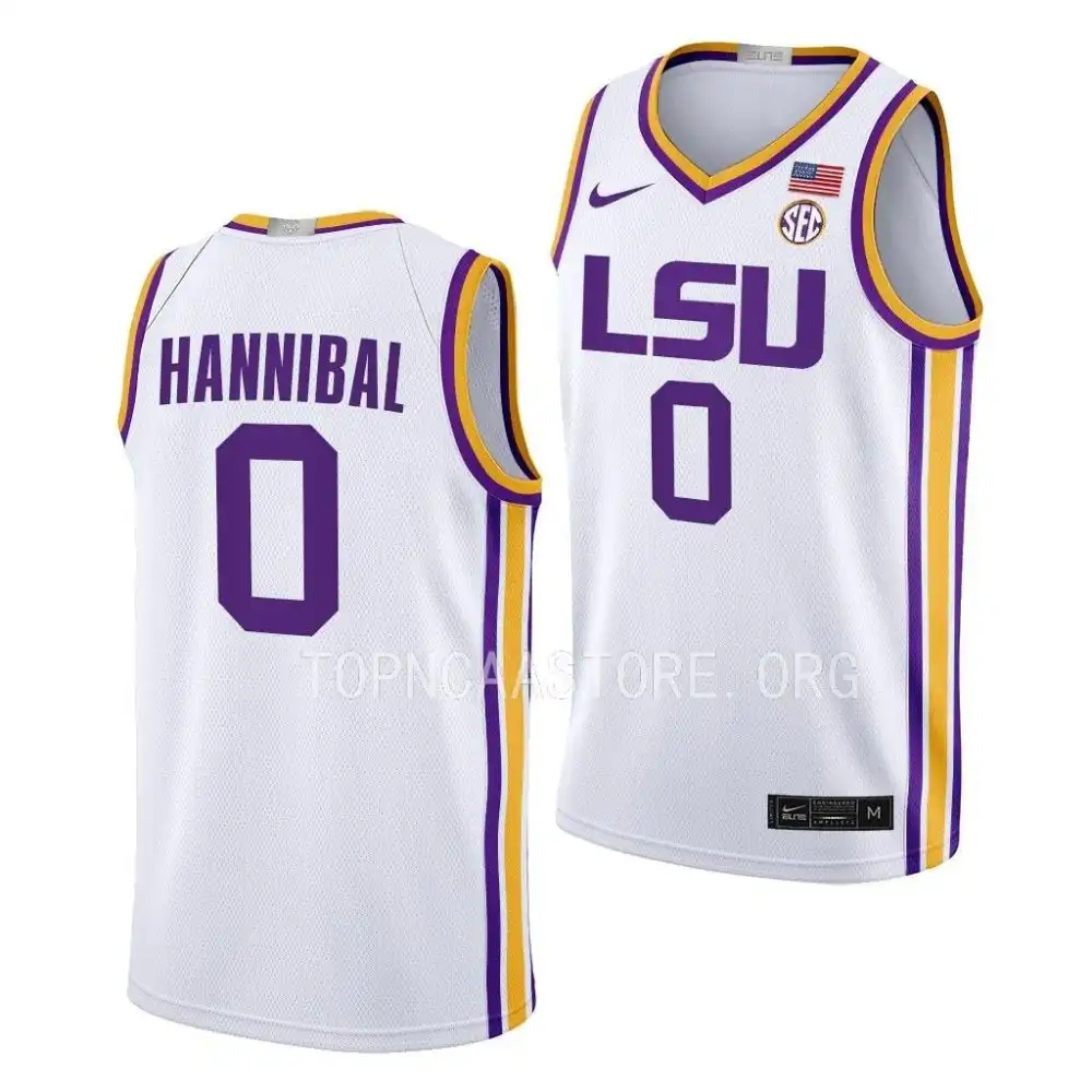 LSU Tigers #0 Trae Hannibal Men's Limited NCAA 2022-23 White Basketball Jersey 2409ECGD6