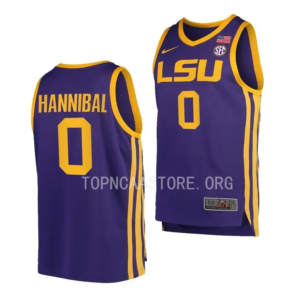 LSU Tigers #0 Trae Hannibal Men's Purple NCAA Replica 2022-23 Basketball Jersey 2409MWIS2