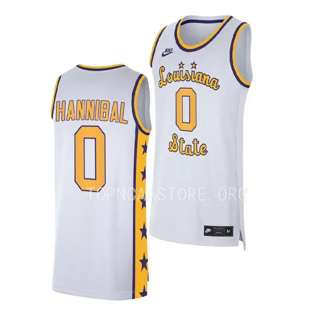 LSU Tigers #0 Trae Hannibal Men's White NCAA 2022-23 Replica Basketball Jersey 2409BFPR7