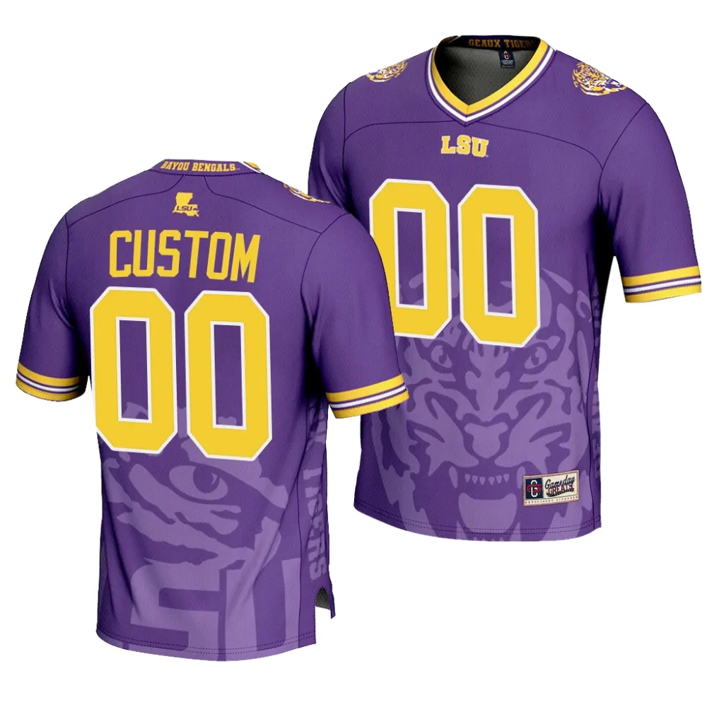 LSU Tigers #00 Custom Men's Icon Print NCAA Fashion Purple Football Jersey 2409MWAO6