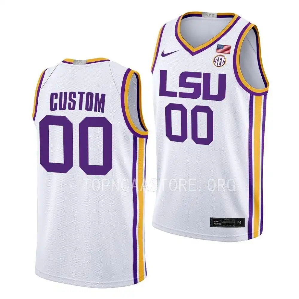 LSU Tigers #00 Custom Men's Limited NCAA 2022-23 White Basketball Jersey 2409TZAU4