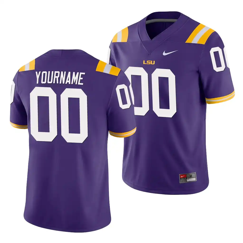 LSU Tigers #00 Custom Men's Purple NCAA Game Football Jersey 2409ROYC5