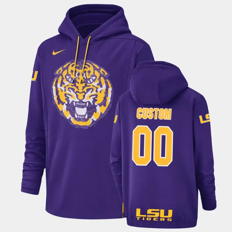 LSU Tigers #00 Custom Men's Purple NCAA Pullover Champ Drive Performance Football Hoodie 2409LFTO1