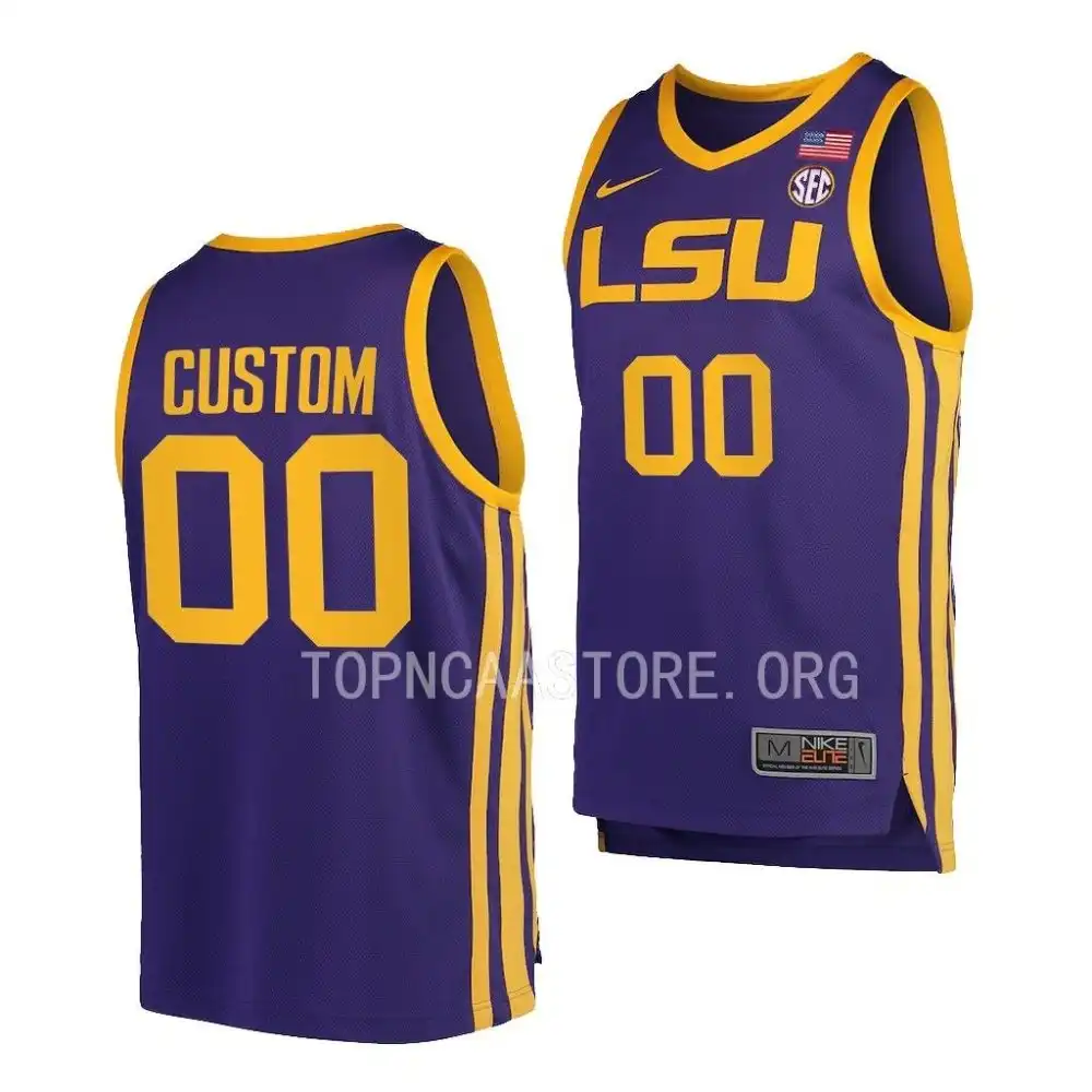 LSU Tigers #00 Custom Men's Purple NCAA Replica 2022-23 Basketball Jersey 2409BVFN2