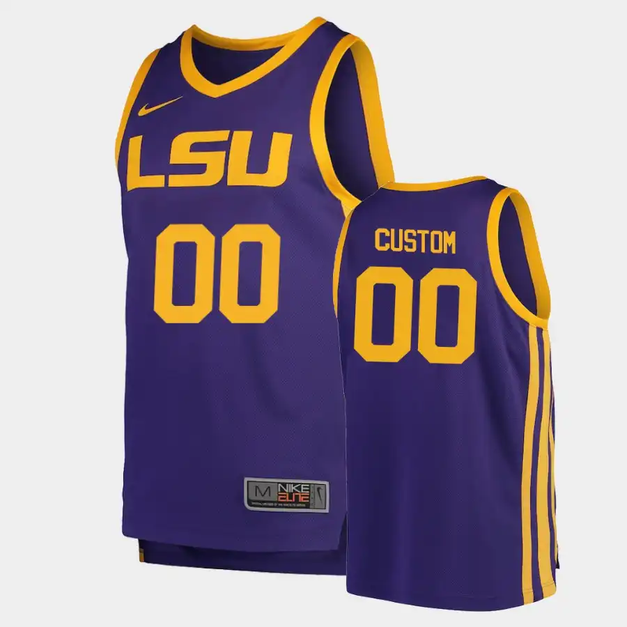 LSU Tigers #00 Custom Men's Purple NCAA Replica Football Jersey 2409ILNW1