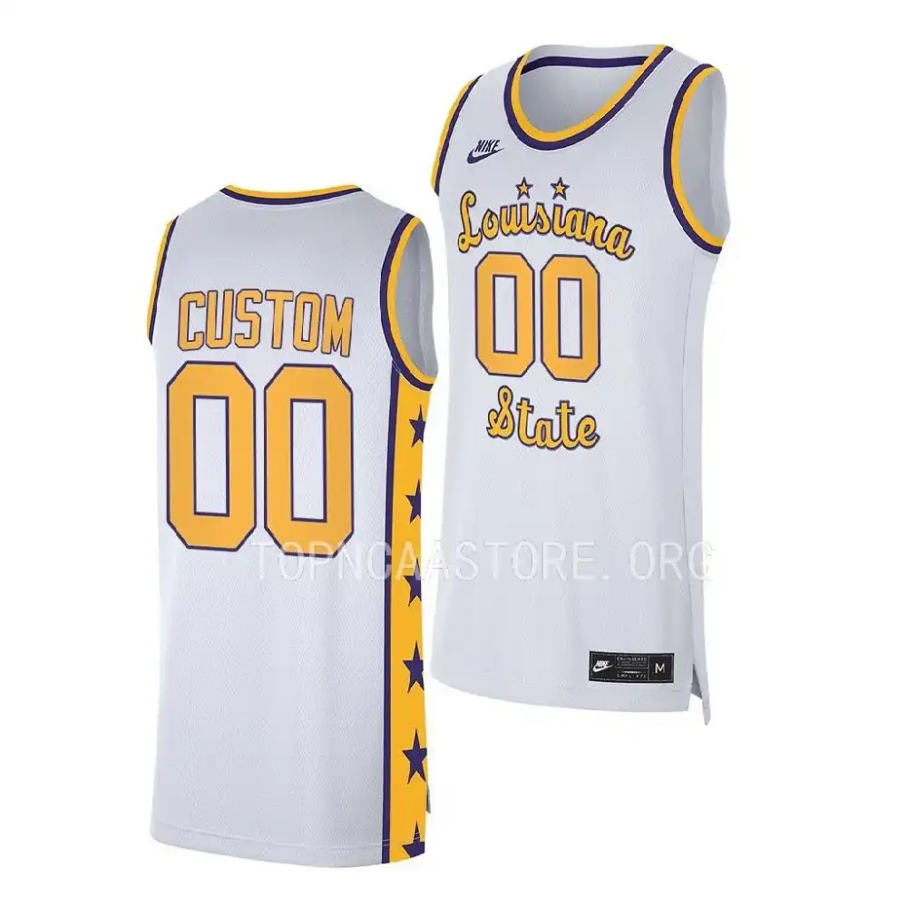 LSU Tigers #00 Custom Men's White NCAA 2022-23 Replica Basketball Jersey 2409VMYX8