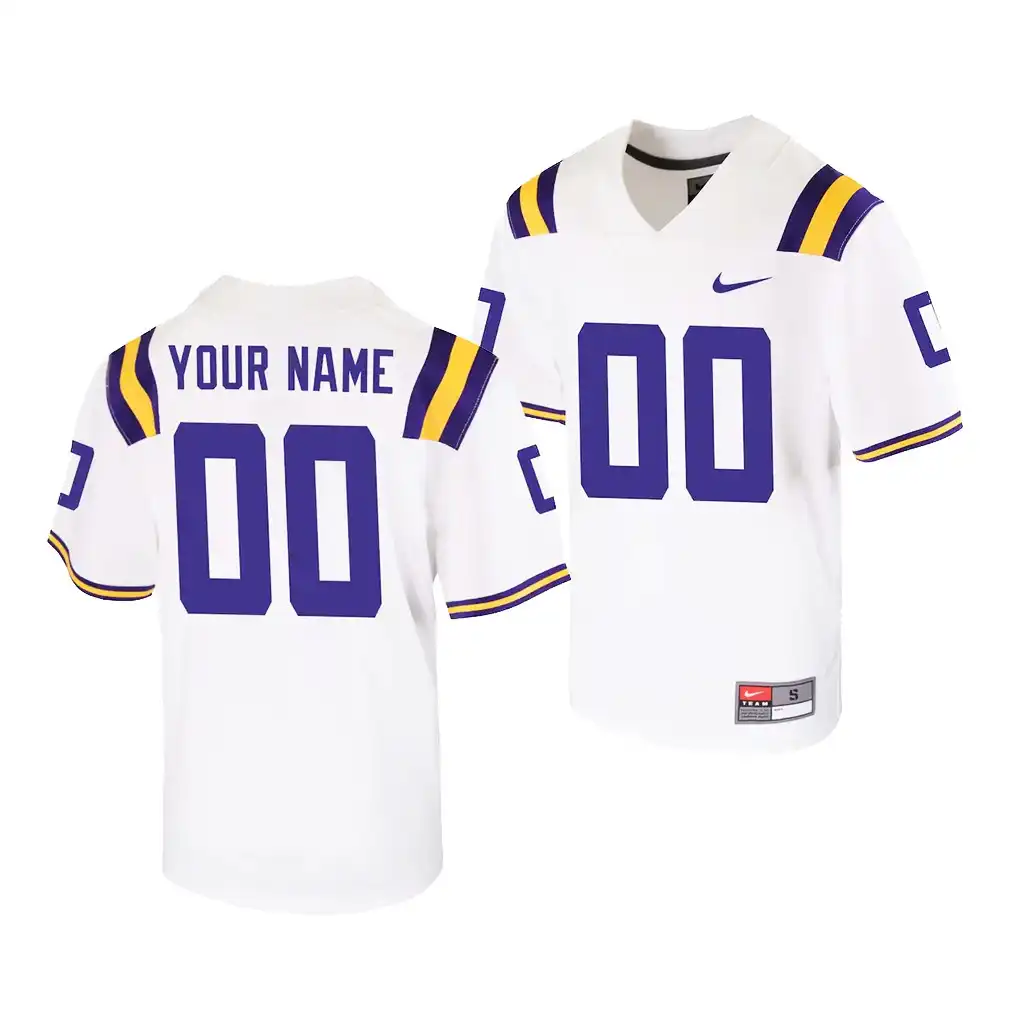 LSU Tigers #00 Custom Youth White NCAA Game Football Jersey 2409JGTC5