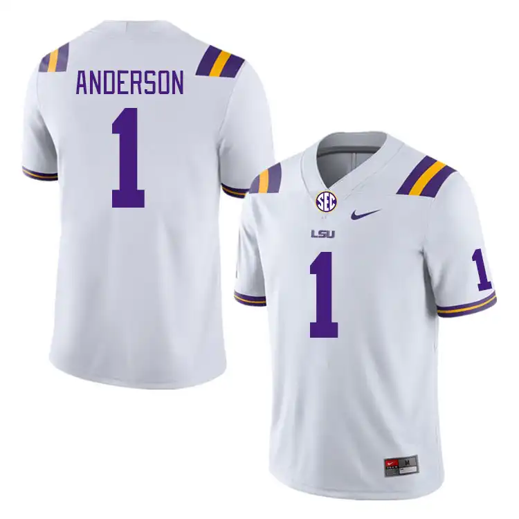 LSU Tigers #1 Aaron Anderson Men's White NCAA Football Jersey 2409HPUZ3