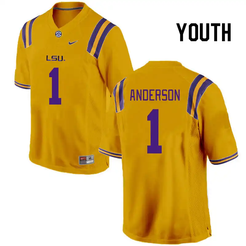 LSU Tigers #1 Aaron Anderson Youth Gold NCAA Football Jersey 2409RBGZ5