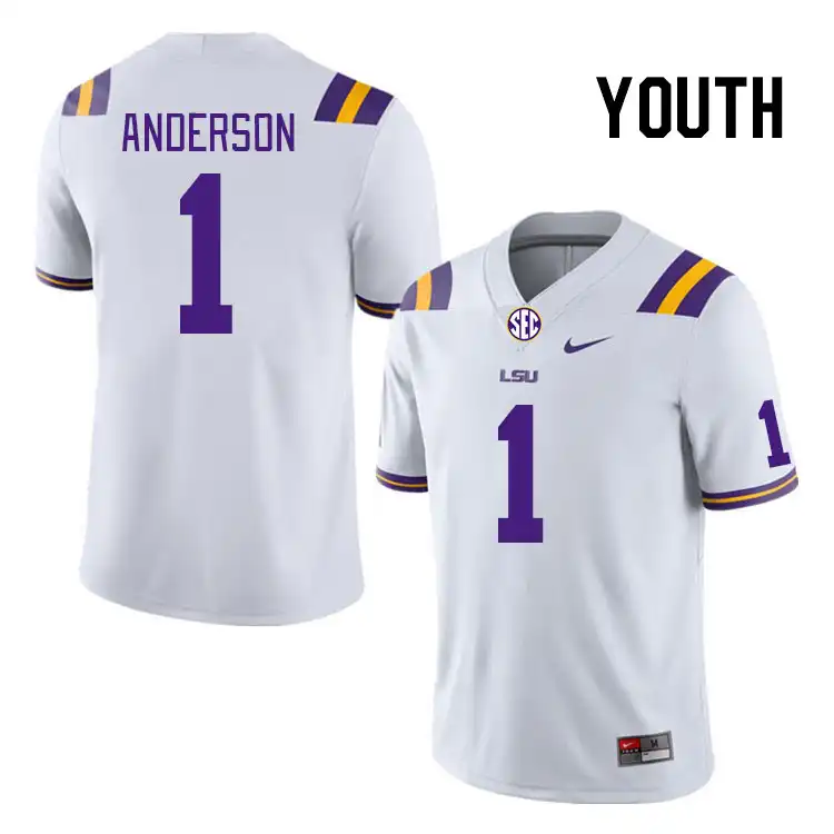 LSU Tigers #1 Aaron Anderson Youth White NCAA Football Jersey 2409GMID8