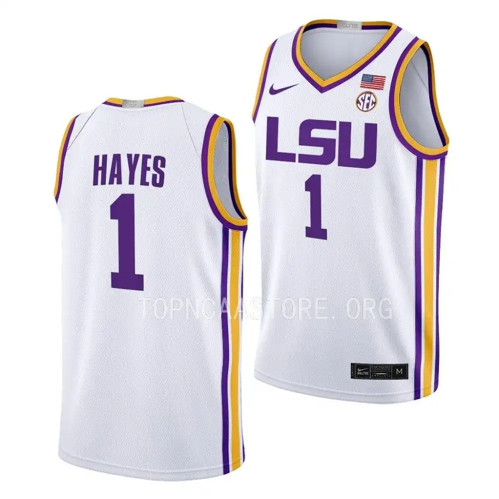 LSU Tigers #1 Cam Hayes Men's Limited NCAA 2022-23 White Basketball Jersey 2409ALPL7