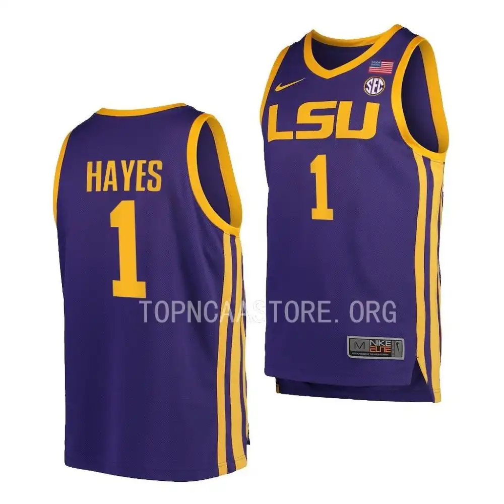 LSU Tigers #1 Cam Hayes Men's Purple NCAA Replica 2022-23 Basketball Jersey 2409MUOR8