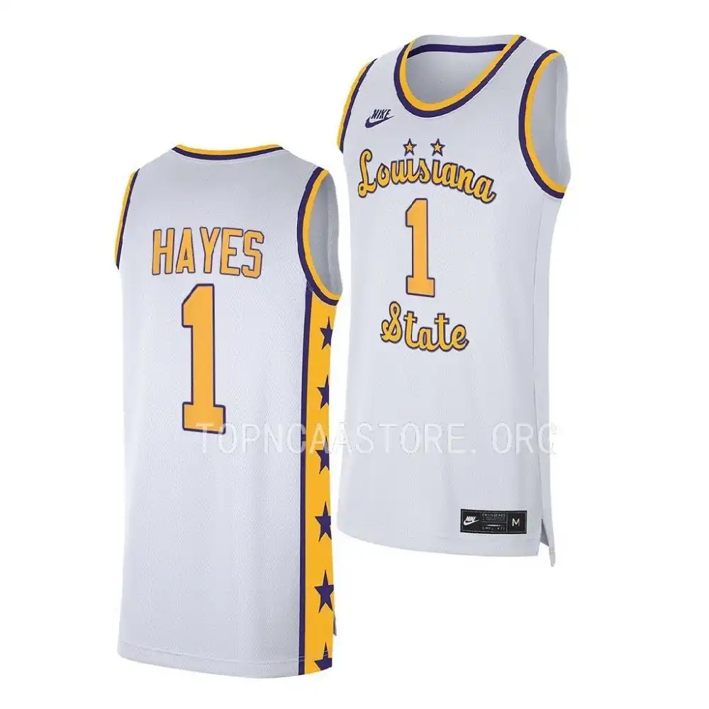 LSU Tigers #1 Cam Hayes Men's White NCAA 2022-23 Replica Basketball Jersey 2409TBPT8