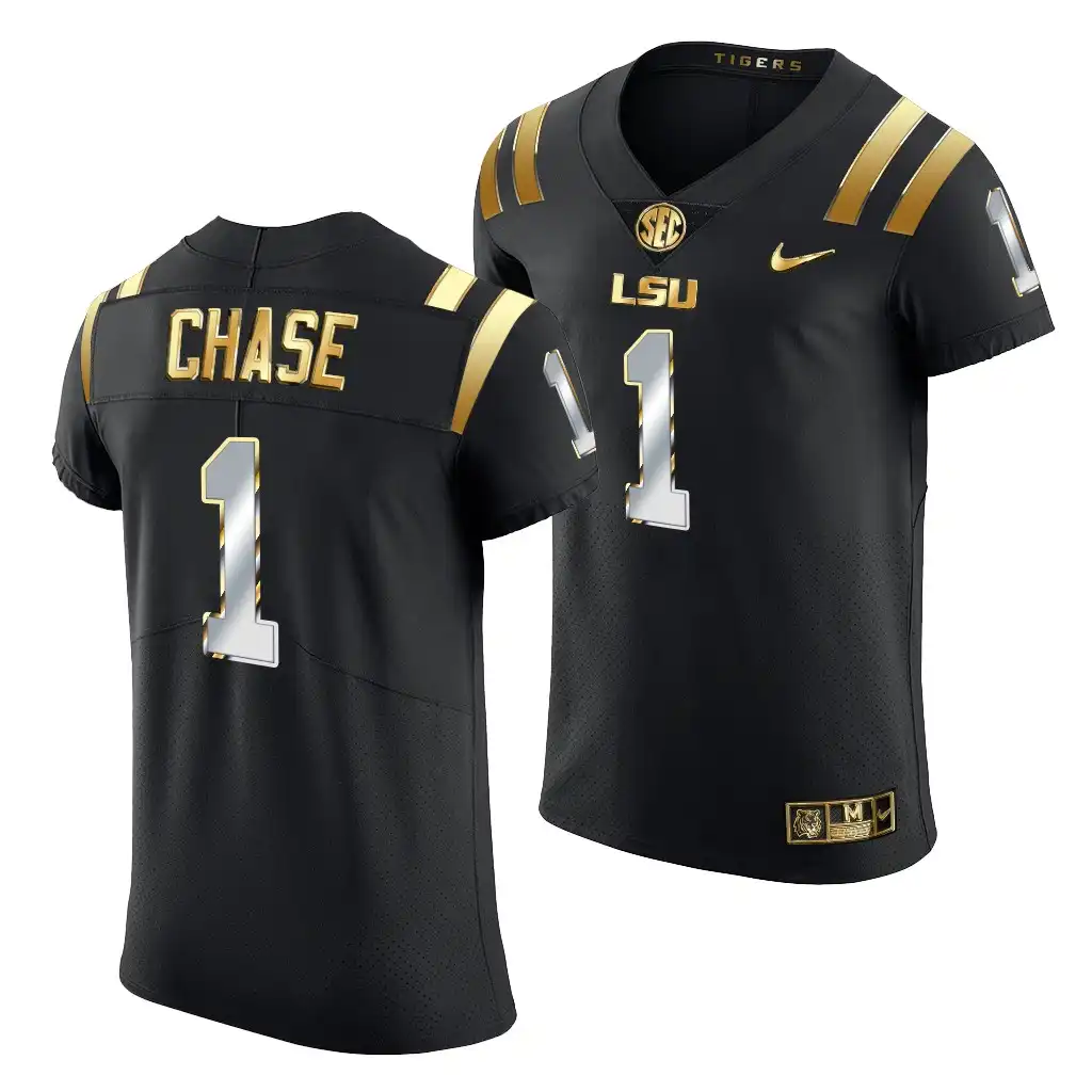 LSU Tigers #1 Chase Ja'Marr Men's Black NFL NCAA Elite Golden Edition Football Jersey 2409DUYD7