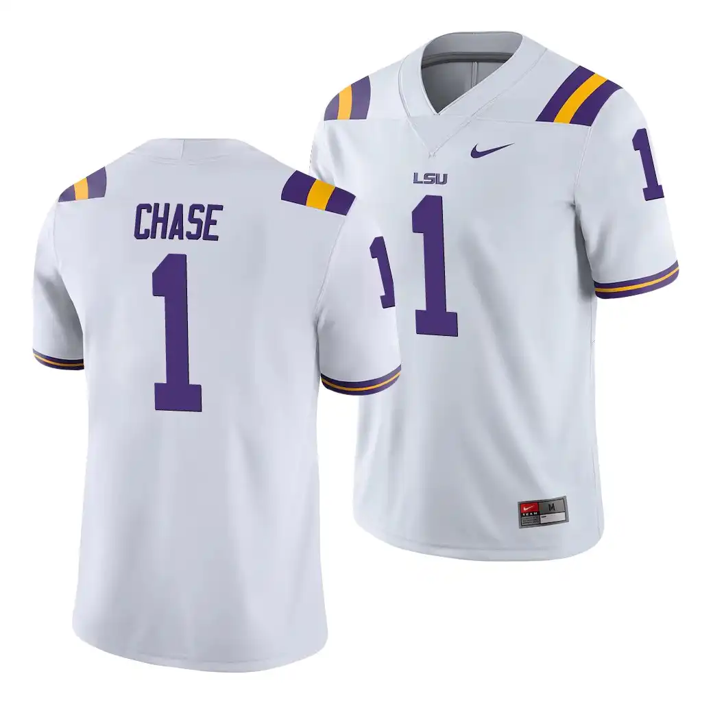 LSU Tigers #1 Ja'Marr Chase Men's White NCAA Game Football Jersey 2409NWLP7