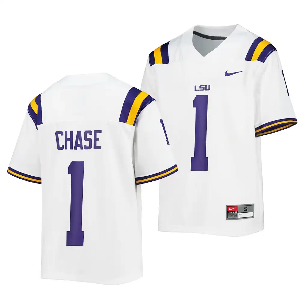 LSU Tigers #1 Ja'Marr Chase Youth White NCAA Alumni Football Jersey 2409KXCP6