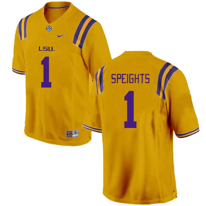 LSU Tigers #1 Omar Speights Men's Gold NCAA Football Jersey 2409EEBL7