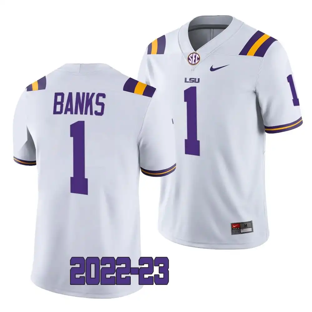 LSU Tigers #1 Sevyn Banks Men's 2022-23 NCAA Game White Football Jersey 2409UBFA8