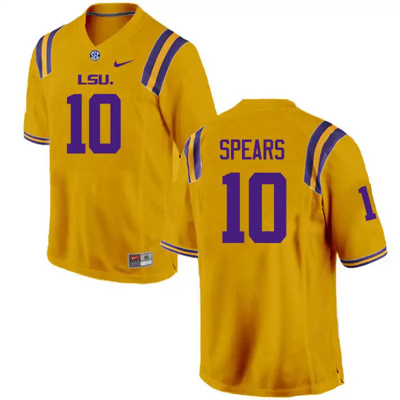 LSU Tigers #10 Dashawn Spears Men's Gold NCAA Football Jersey 2409YYPP6