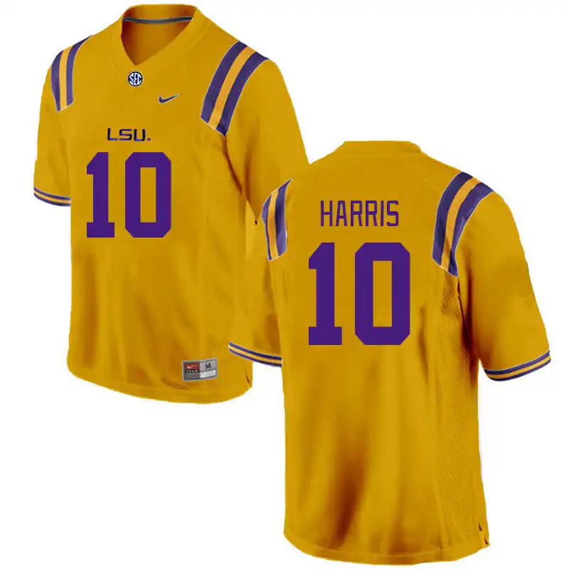 LSU Tigers #10 Denver Harris Men's Gold NCAA Football Jersey 2409BIIT5