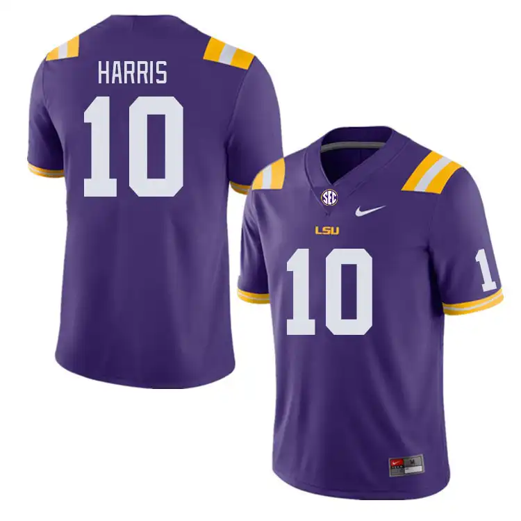 LSU Tigers #10 Denver Harris Men's Purple NCAA Football Jersey 2409FDHN3