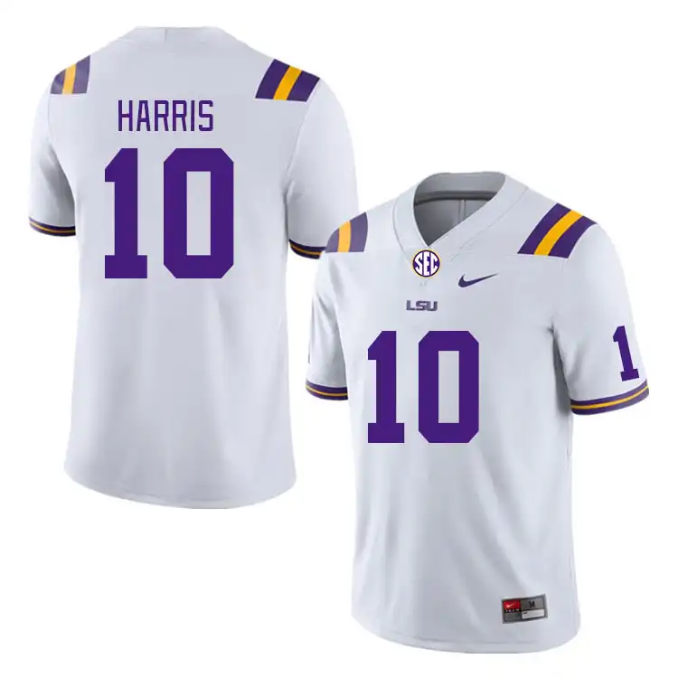 LSU Tigers #10 Denver Harris Men's White NCAA Football Jersey 2409OELH0