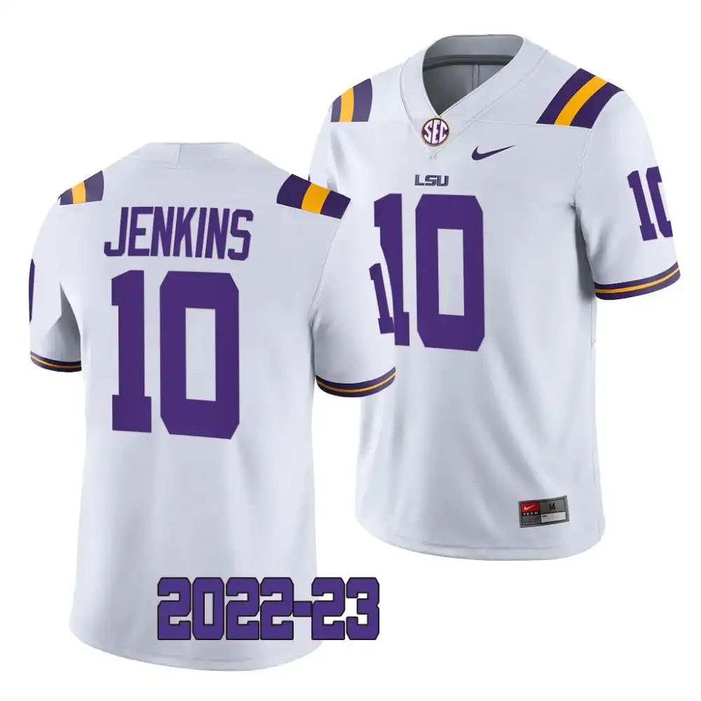 LSU Tigers #10 Jaray Jenkins Men's 2022-23 NCAA Game White Football Jersey 2409YXMY5