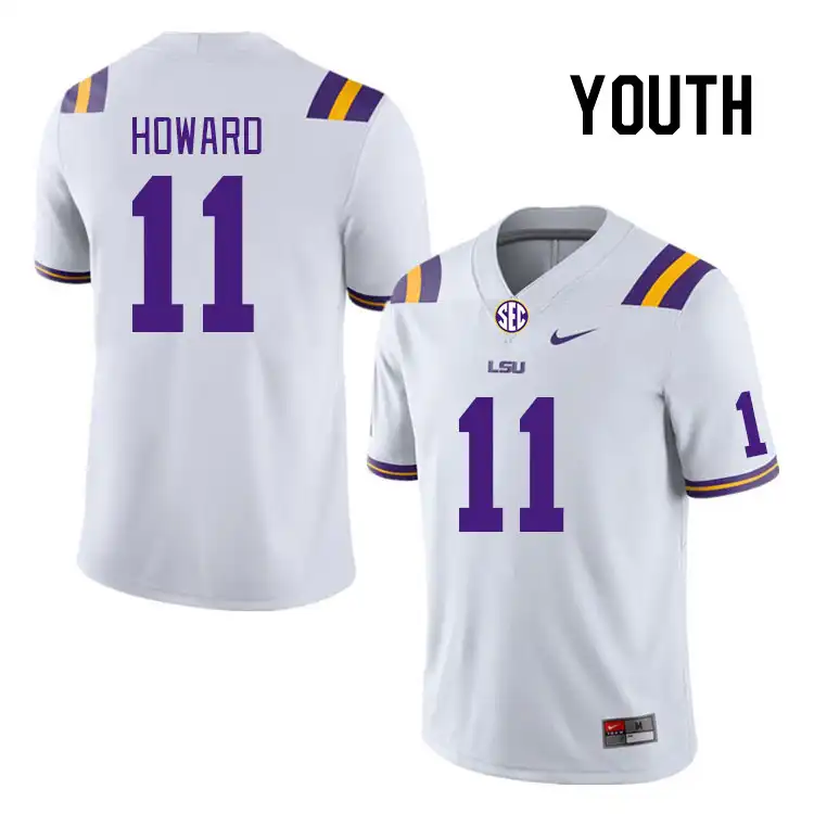 LSU Tigers #11 Jaxon Howard Youth White NCAA Football Jersey 2409RQTM6