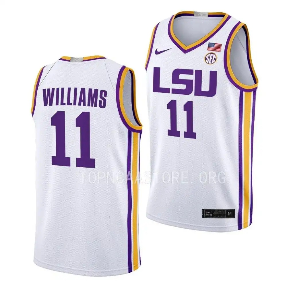 LSU Tigers #11 Justice Williams Men's Limited NCAA 2022-23 White Basketball Jersey 2409IEDV3