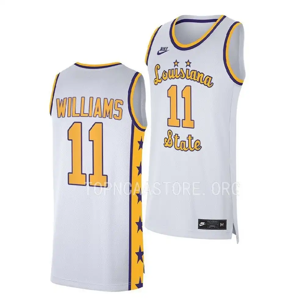 LSU Tigers #11 Justice Williams Men's White NCAA 2022-23 Replica Basketball Jersey 2409RWCQ5