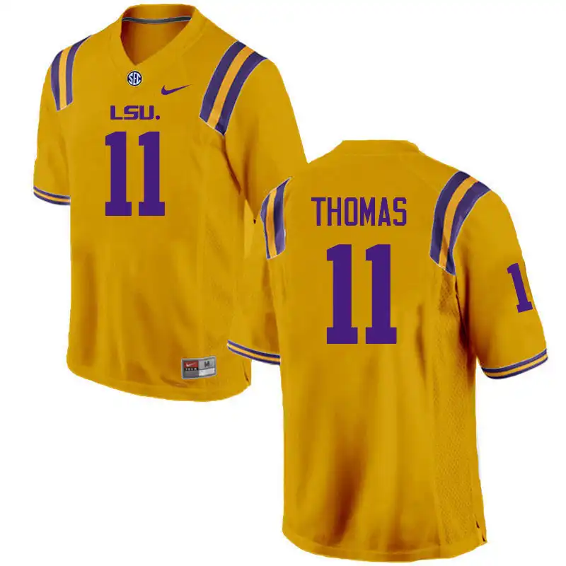 LSU Tigers #11 Zavion Thomas Men's Gold NCAA Football Jersey 2409IMWS7