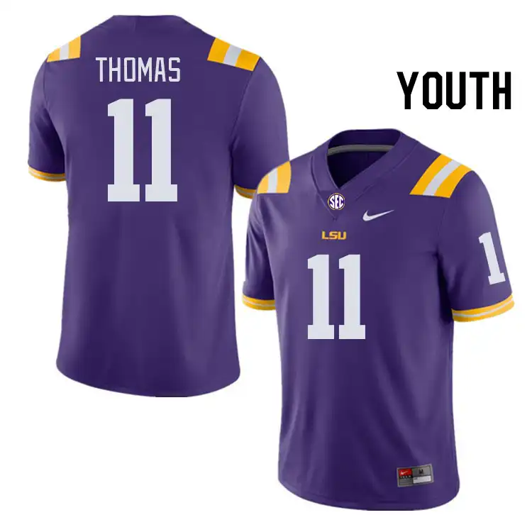 LSU Tigers #11 Zavion Thomas Youth Purple NCAA Football Jersey 2409WNZX6