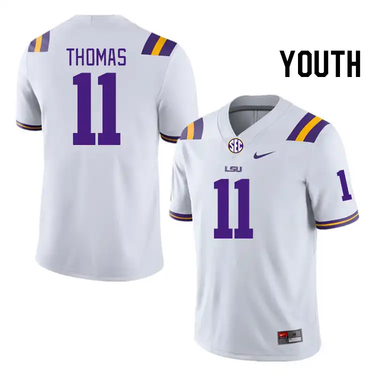 LSU Tigers #11 Zavion Thomas Youth White NCAA Football Jersey 2409LMKQ4