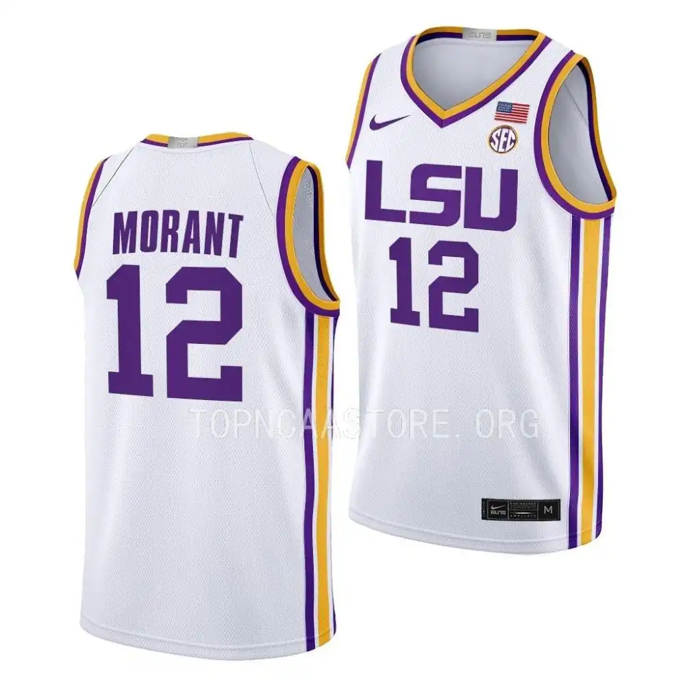 LSU Tigers #12 Ja Morant Men's Limited NCAA White Basketball Jersey 2409WMJD0