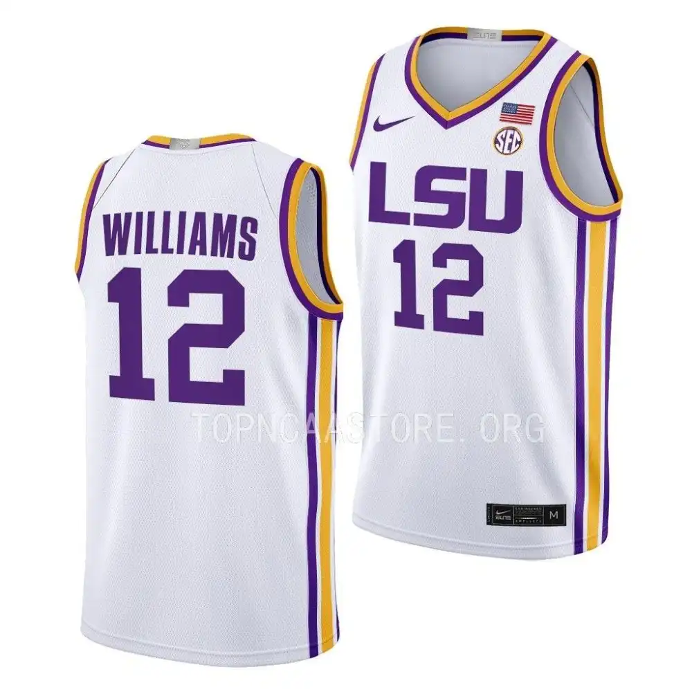 LSU Tigers #12 KJ Williams Men's Limited NCAA 2022-23 White Basketball Jersey 2409WUBM2