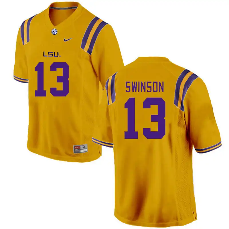 LSU Tigers #13 Bradyn Swinson Men's Gold NCAA Football Jersey 2409HHNV2