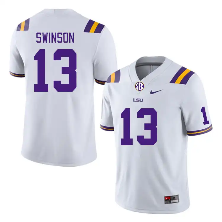 LSU Tigers #13 Bradyn Swinson Men's White NCAA Football Jersey 2409EEDU4