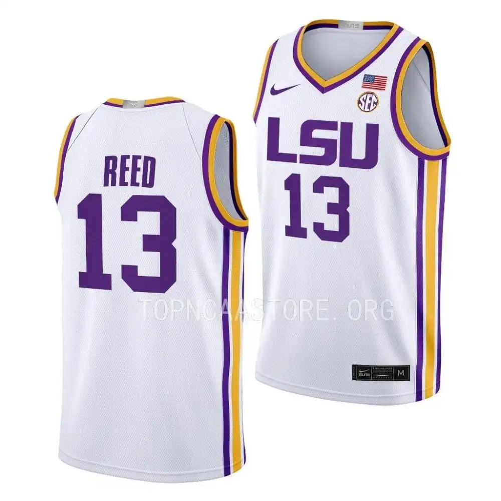 LSU Tigers #13 Jalen Reed Men's Limited NCAA 2022-23 White Basketball Jersey 2409KLSL0