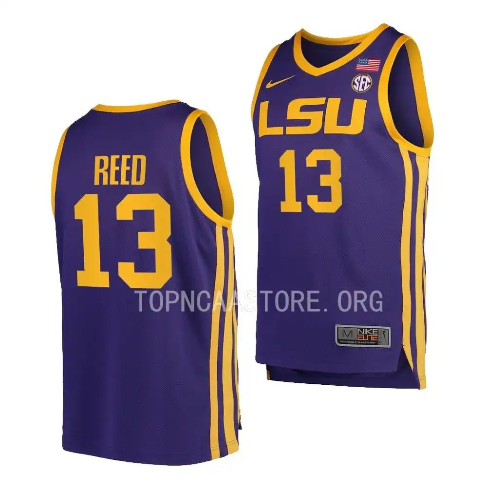 LSU Tigers #13 Jalen Reed Men's Purple NCAA Replica 2022-23 Basketball Jersey 2409DRTD6