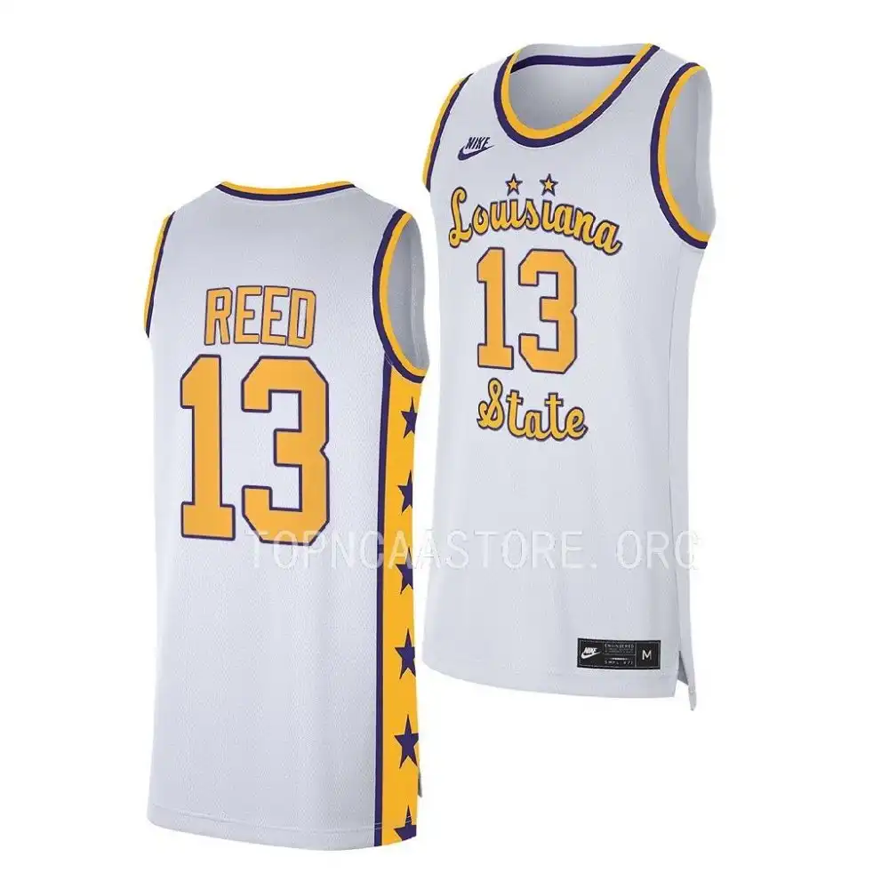 LSU Tigers #13 Jalen Reed Men's White NCAA 2022-23 Replica Basketball Jersey 2409SFBI8