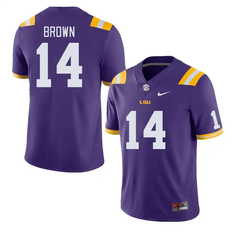 LSU Tigers #14 Jalen Brown Men's Purple NCAA Football Jersey 2409FZIK2