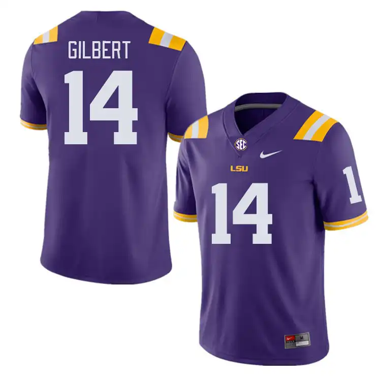 LSU Tigers #14 Jardin Gilbert Men's Purple NCAA Football Jersey 2409TJYI6