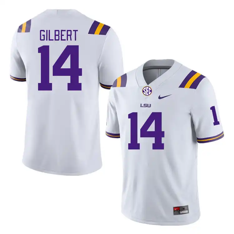 LSU Tigers #14 Jardin Gilbert Men's White NCAA Football Jersey 2409QIEC8