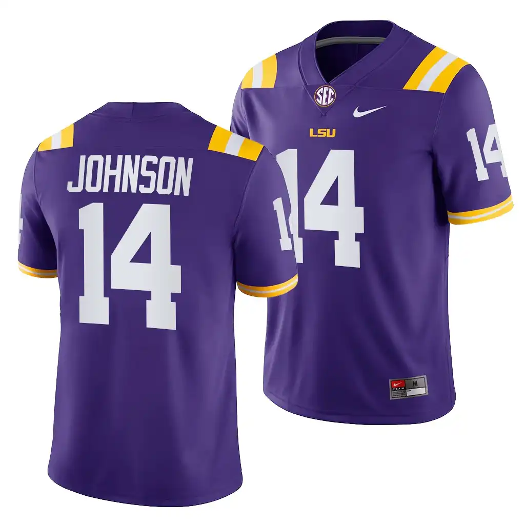 LSU Tigers #14 Max Johnson Men's Purple NCAA Game 2021-22 Football Jersey 2409ZBOR1