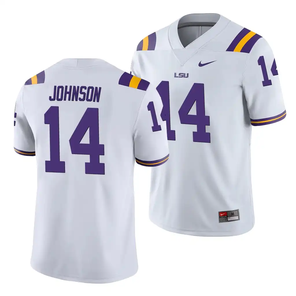 LSU Tigers #14 Max Johnson Men's White NCAA Game Football Jersey 2409VLMQ1