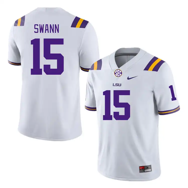 LSU Tigers #15 AJ Swann Men's White NCAA Football Jersey 2409QCWC0