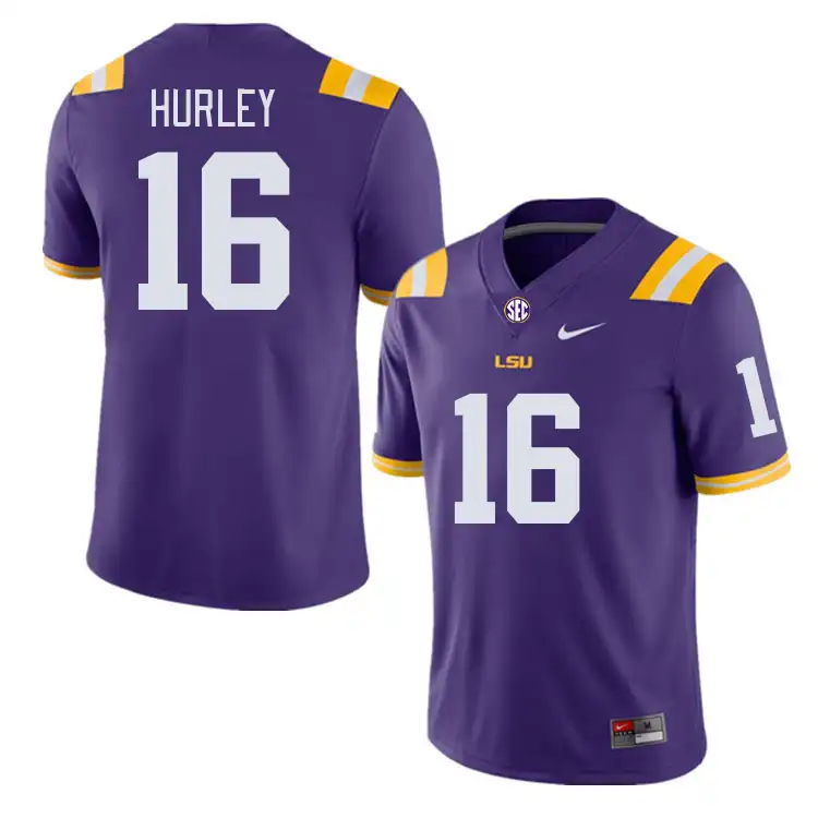 LSU Tigers #16 Colin Hurley Men's Purple NCAA Football Jersey 2409YIYS0