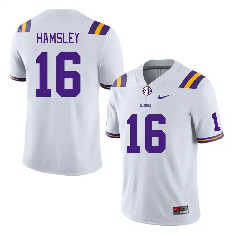 LSU Tigers #16 George Hamsley Men's White NCAA Football Jersey 2409DHKJ4