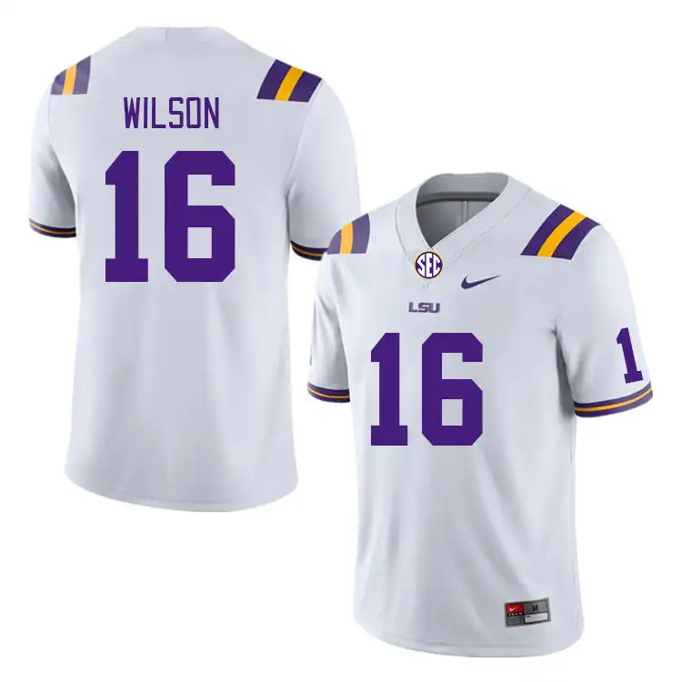 LSU Tigers #16 Quad Wilson Men's White NCAA Football Jersey 2409XVSZ6