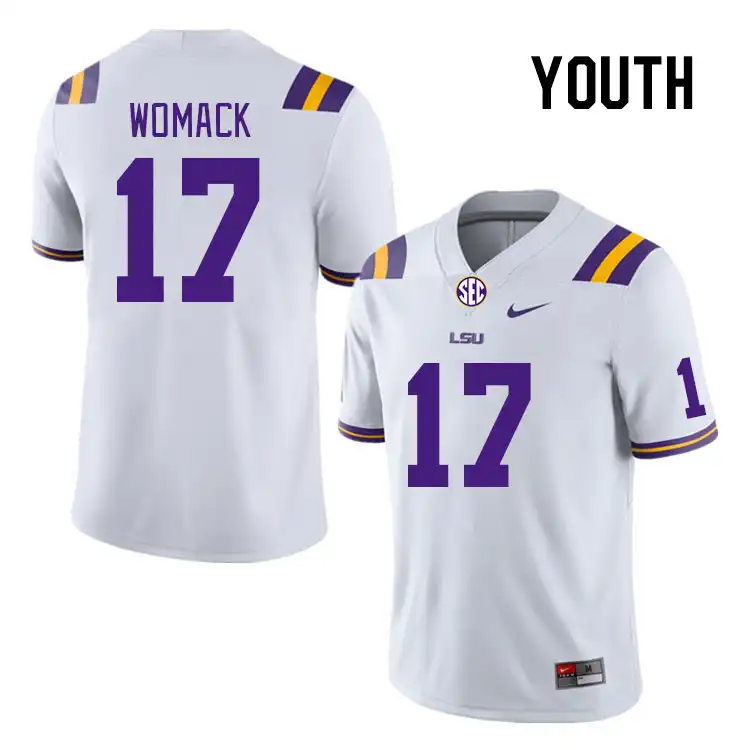 LSU Tigers #17 Da'Shawn Womack Youth White NCAA Football Jersey 2409GHPV8